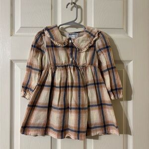 Old Navy 2T Plaid Dress - Navy, Beige, Brown & Light Pink